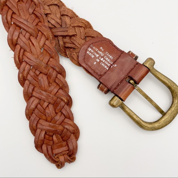Vintage 90s Contempo Casuals Braided Leather Belt - Picture 4 of 5